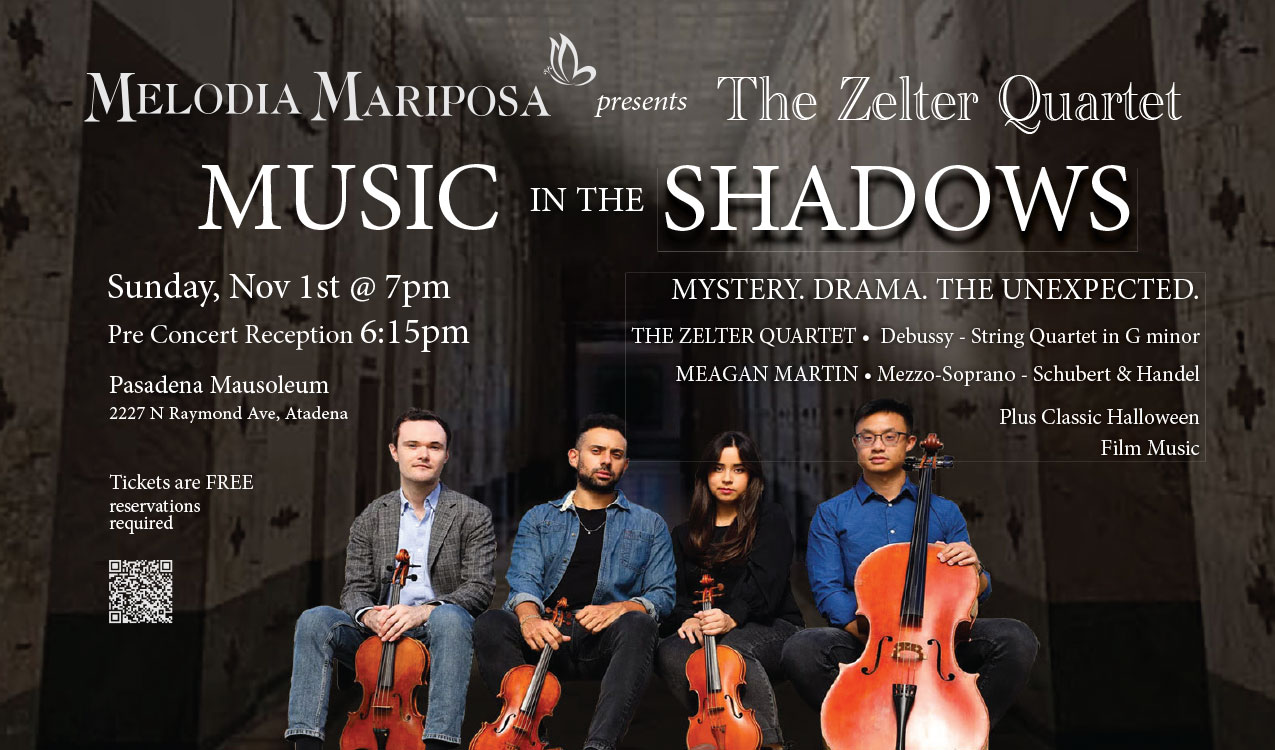 event flyer for Music in the Shadows 